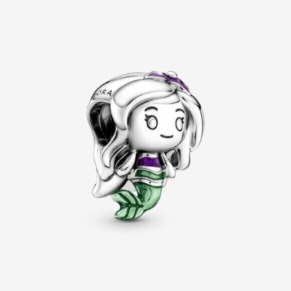Pandora Silver Mermaid Charm with Purple and Green Enamel